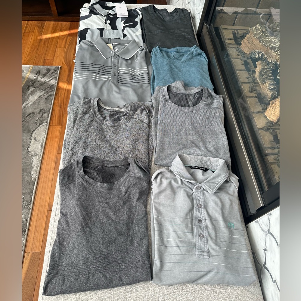 LOT Mens Shirts Lululemon, Travis Mathew, NWT Nike Golf Adidas Workout Shirt